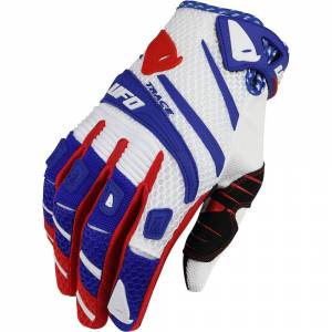 UFO Trace White Blue Red Motocross Gloves