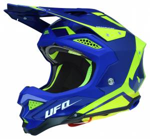 UFO Diamond Navy Blue Neon Yellow Motocross Helmet