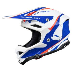 UFO Diamond White Red Blue Motocross Helmet