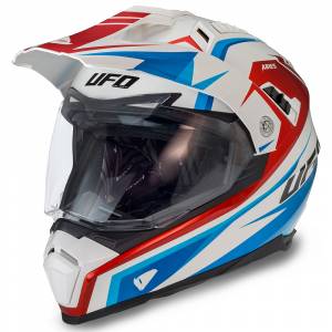 UFO Aries White Red Blue Dual Sport Helmet
