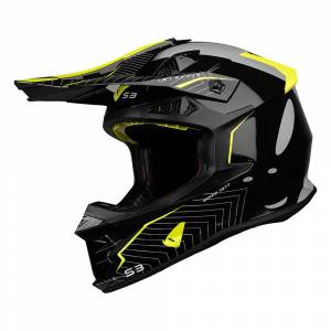 UFO Intrepid Grey Black Neon Yellow Motocross Helmet