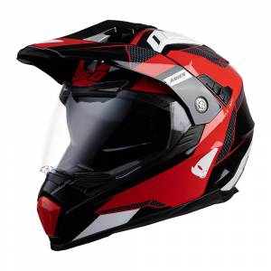 UFO Aries Tourer Crossover Black Red Dual Sport Helmet