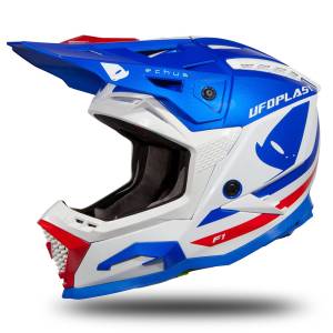 UFO Echus Blue White Red Gloss Motocross Helmet