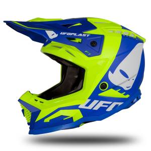 Motocross Helmet Echus Blue And Neon Yellow Matt