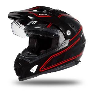 UFO Aries Adventure Black Red Gloss Helmet