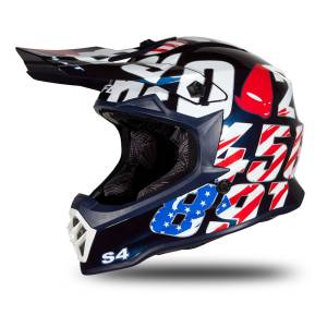 UFO Numbers Blue Gloss Kids Motocross Helmet