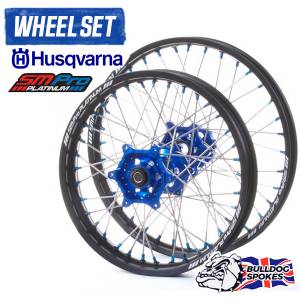 SM Pro Platinum Husky Blue Wheelset Bulldog Spokes Black Blue