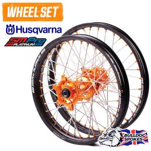 SM Pro Platinum Motocross Wheel Set - Husky Orange Black Orange