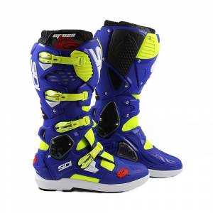 Sidi Crossfire 3 SRS Yellow Fluo Blue Motocross Boots