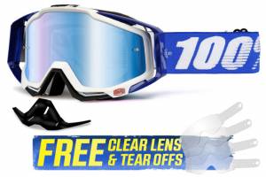 100% Racecraft Cobalt Blue Blue Mirror Lens Motocross Goggles