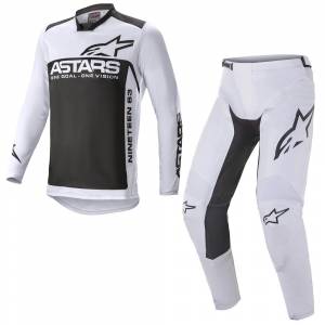 Alpinestars Racer Supermatic Light Grey Black Motocross Kit Combo