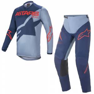 Alpinestars Racer Braap Dark Blue Powder Blue Red Motocross Kit Combo