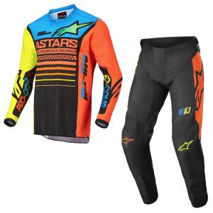 Alpinestars Racer Compass Black Yellow Fluo Coral Motocross Kit Combo