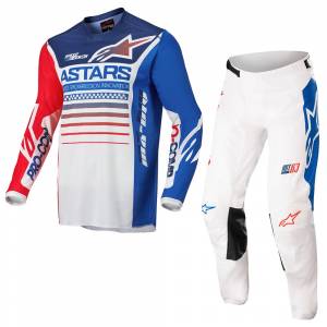 Alpinestars Racer Compass Off White Red Fluo Blue Motocross Kit Combo