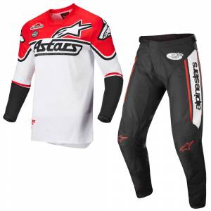 Alpinestars Racer Flagship White Red Fluo Black Motocross Kit Combo