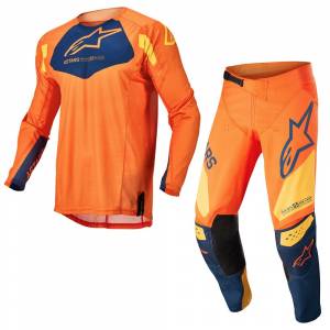 Alpinestars Kids Racer Factory Orange Dark Blue Warm Yellow Motocross Kit Combo