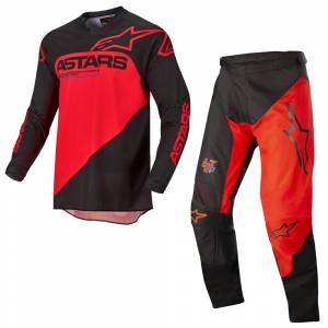 Alpinestars Racer Supermatic Black Bright Red Motocross Kit Combo