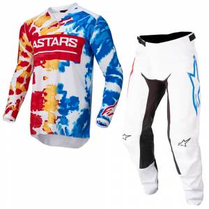 Alpinestars Racer Squad White Red Yellow Turquoise Motocross Kit Combo