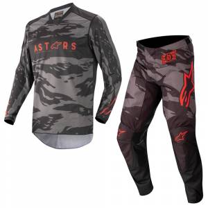 Alpinestars Racer Tactical Black Grey Red Fluo Motocross Kit Combo