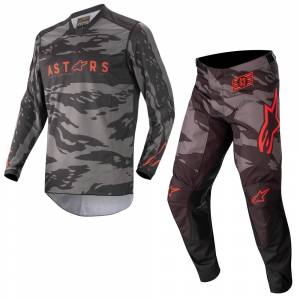 Alpinestars Kids Racer Tactical Black Grey Camo Red Fluo Motocross Kit Combo