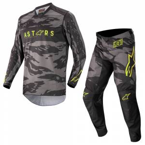 Alpinestars Kids Racer Tactical Black Grey Camo Yellow Fluo Motocross Kit Combo