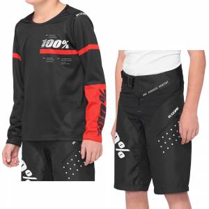 100% Kids R-Core Black Red Motocross Kit Combo 2