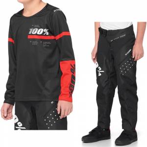 100% Kids R-Core Black Red Motocross Kit Combo