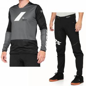 100% R-Core X Charcoal Black Motocross Kit Combo