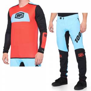 100% R-Core X Fluo Red Black Motocross Kit Combo