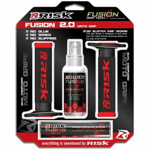 Risk Racing Fusion 2.0 Grips Tech Bonding System - Moto Red Packaged