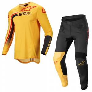 Alpinestars Supertech Blaze Warm Yellow Black Red Fluo Motocross Kit Combo