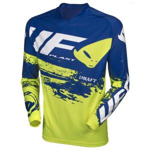 UFO Draft Neon Yellow Blue Motocross Jersey