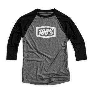 100% Essential Three Quarter Tech Black Grey T-Shirt