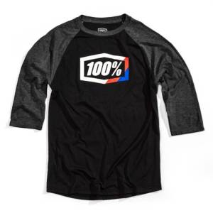 100% Stripes Three Quarter Tech Black T-Shirt