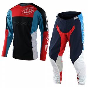 Troy Lee Designs SE Pro Quattro Navy Red Motocross Kit Combo