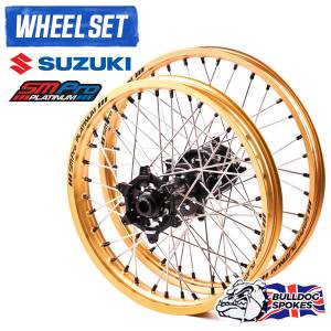 SM Pro Platinum Motocross Wheel Set - Suzuki Black Gold Black