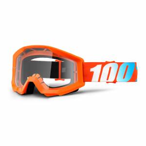 100% Kids Strata Orange Clear Lens Motocross Goggles