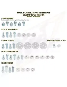 Bolt Hardware Suzuki RMZ 250 '07-09' 450 '05-07' Full Plastics Fastener Kit