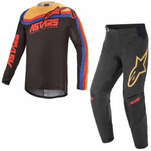 Alpinestars Techstar Venom Black Bright Red Orange Motocross Kit Combo