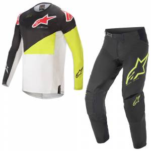 Alpinestars Techstar Factory Black Yellow Fluo White Motocross Kit Combo