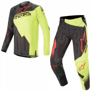 Alpinestars Techstar Factory Black Yellow Fluo Red Fluo Motocross Kit Combo