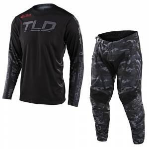 Troy Lee Designs Scout GP Recon Camo Black Grey Motocross Kit Combo