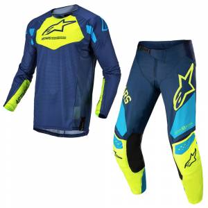 Alpinestars Techstar Factory Dark Blue Yellow Fluo Blue Motocross Kit Combo
