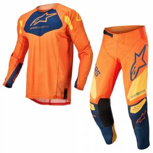 Alpinestars Techstar Factory Orange Dark Blue Warm Yellow Motocross Kit Combo