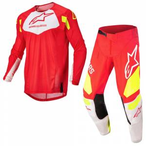 Alpinestars Techstar Factory Red Fluo White Yellow Fluo Motocross Kit Combo