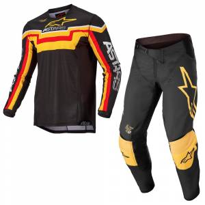 Alpinestars Techstar Quadro Black Yellow Tangerine Motocross Kit Combo