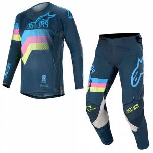 Alpinestars Techstar Venom Navy Aqua Pink Fluo Motocross Kit Combo