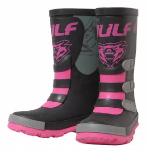 Wulfsport Kids Mud Stomper Black Pink Grey Wellington Boots