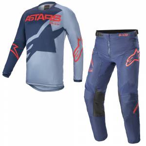 Alpinestars Kids Racer Braap Dark Blue Powder Bright Red Motocross Kit Combo