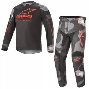 Alpinestars Kids Racer Tactical Grey Camo Red Motocross Kit Combo